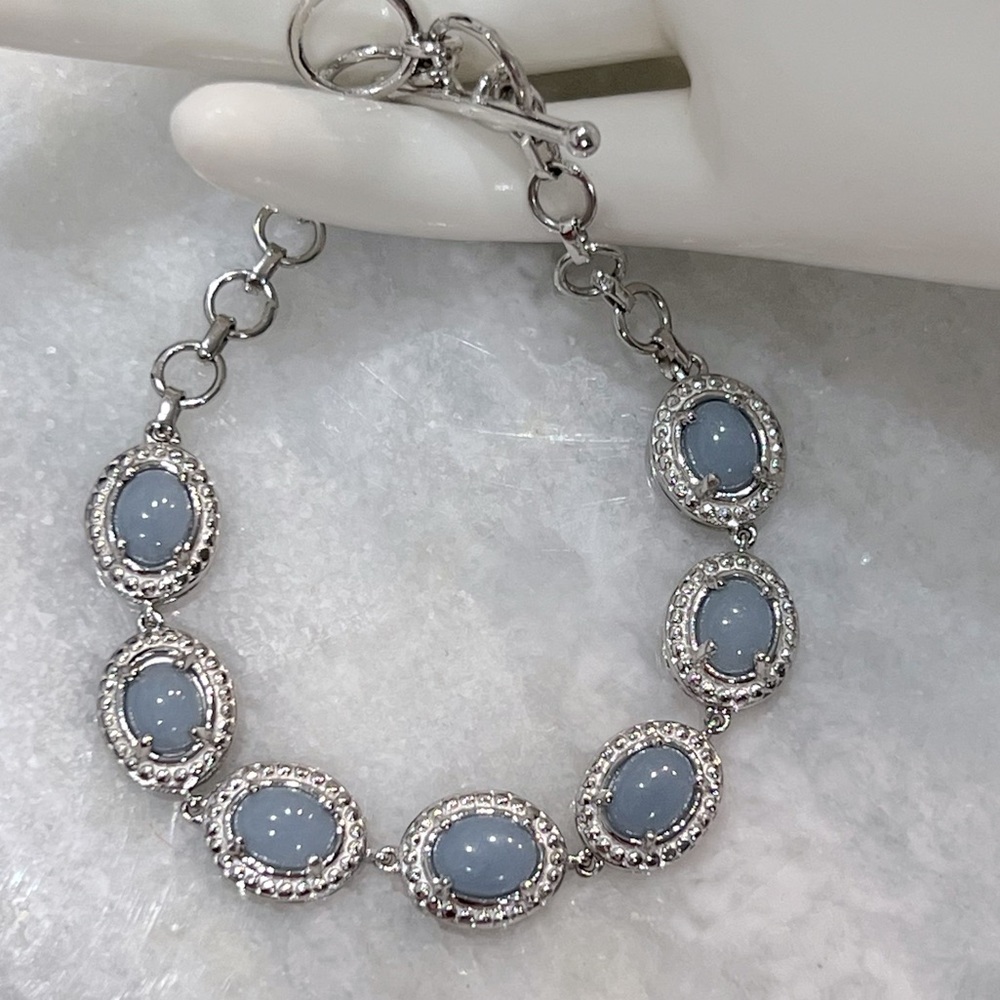 Mexican Angelite Toggle Clasp Bracelet